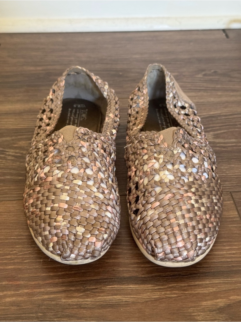 TOMS Beige Pink Satin Woven Classic Flats 8.5W